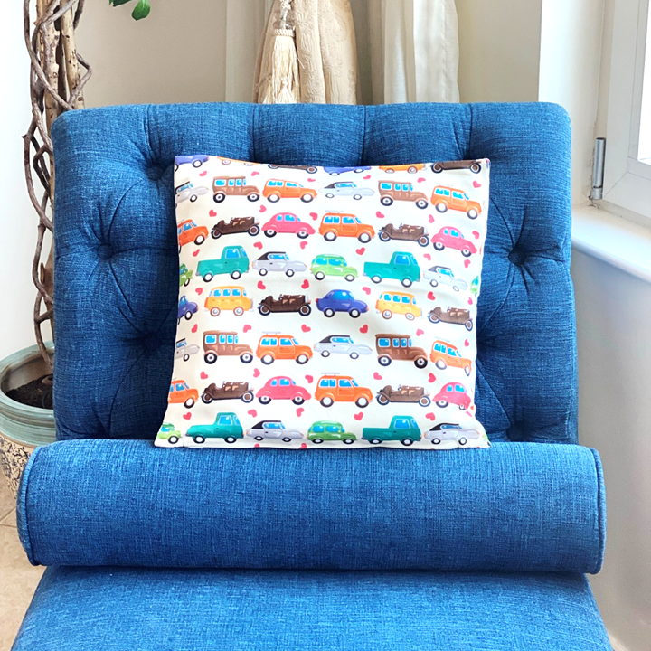 Cushion Cover | Car Pattern & Love Hearts