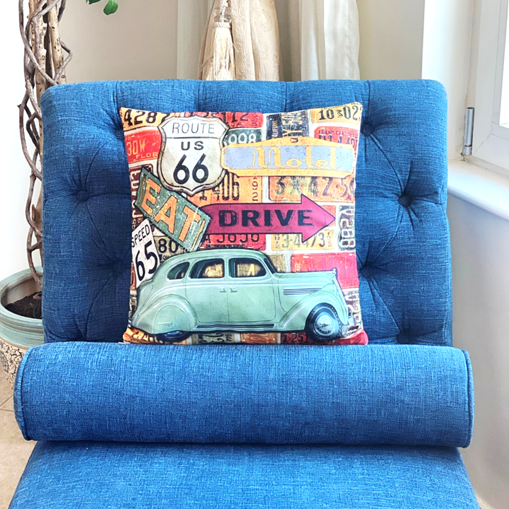 Cushion Cover | Retro Route 66 Car Design