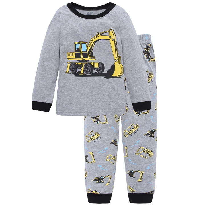 Pyjamas |  Yellow Digger On Grey - Long Sleeve