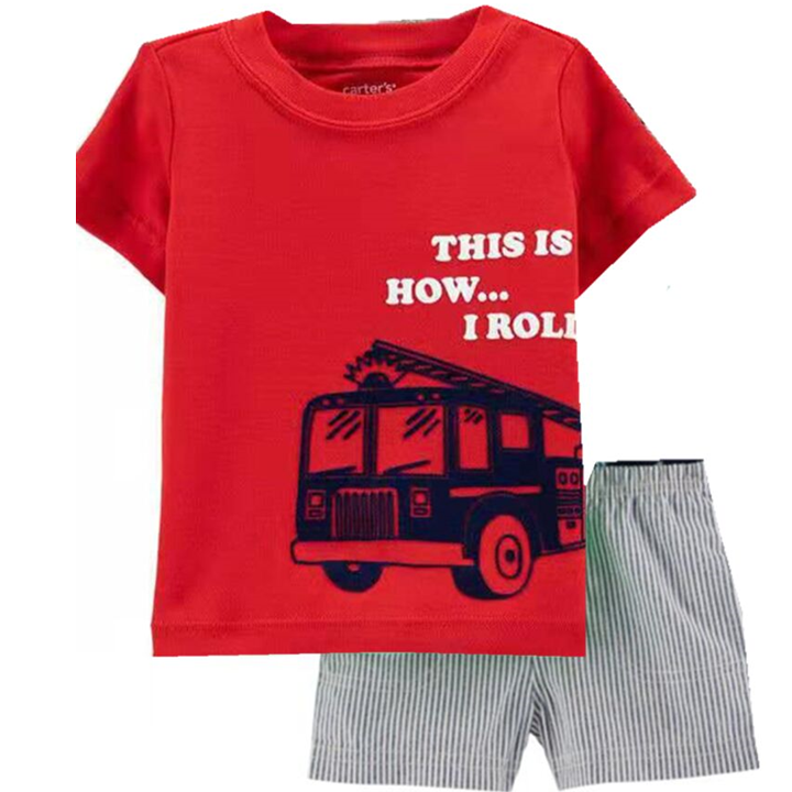 Pyjamas | Fire Truck On Red - Short Sleeve