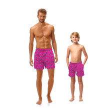Load image into Gallery viewer, Swim Shorts | Vintage Racecars - &#39;Retro Pink&#39;
